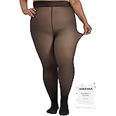 HONENNA Plus Size Fleece Lined Tights, Fake Transparent Curvy Winter Thermal Tights for Women under Dress, medias térmicas