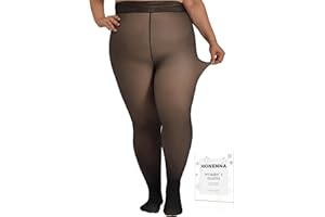 HONENNA Plus Size Fleece Lined Tights, Fake Transparent Curvy Winter Thermal Tights for Women under Dress, medias térmicas