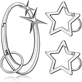 3Pcs Carabiner Keychain, Star Shaped Cool Key Ring Extra-Large Shiny Chrome, Alloy Material Cute Karibiner Minimal for Car Keys Purse Handbag Backpack Bag Charms Silver