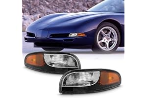 AKKON - For 1997-2004 Chevrolet Corvette Driver + Passenger Black Replacement Bumper Signal Parking Lights Lamps