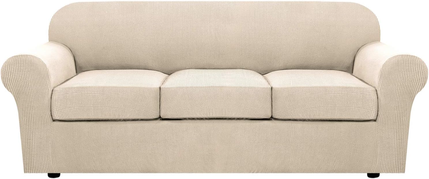 Slipcovers - H.VERSAILTEX Stretch Sofa Covers for Cushion Couch Covers for Living Furniture Slipcovers (Base Cover Plus Seat Cushion Covers) Feature Upgraded Thicker Jacquard Fabric