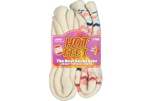 HOT FEET Thermal Socks For Women- Cold Weather Thick Warm Winter Hiking Insulated Socks, Stocking Stuffers, Women Size 4–10.5