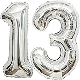 13 Number Balloons Silver 13 or 31 Balloons Number 40 Inch Number 13 Foil Mylar Balloons for 13 or 13 Birthday Party 13 or 31 Anniversary Events Decorations