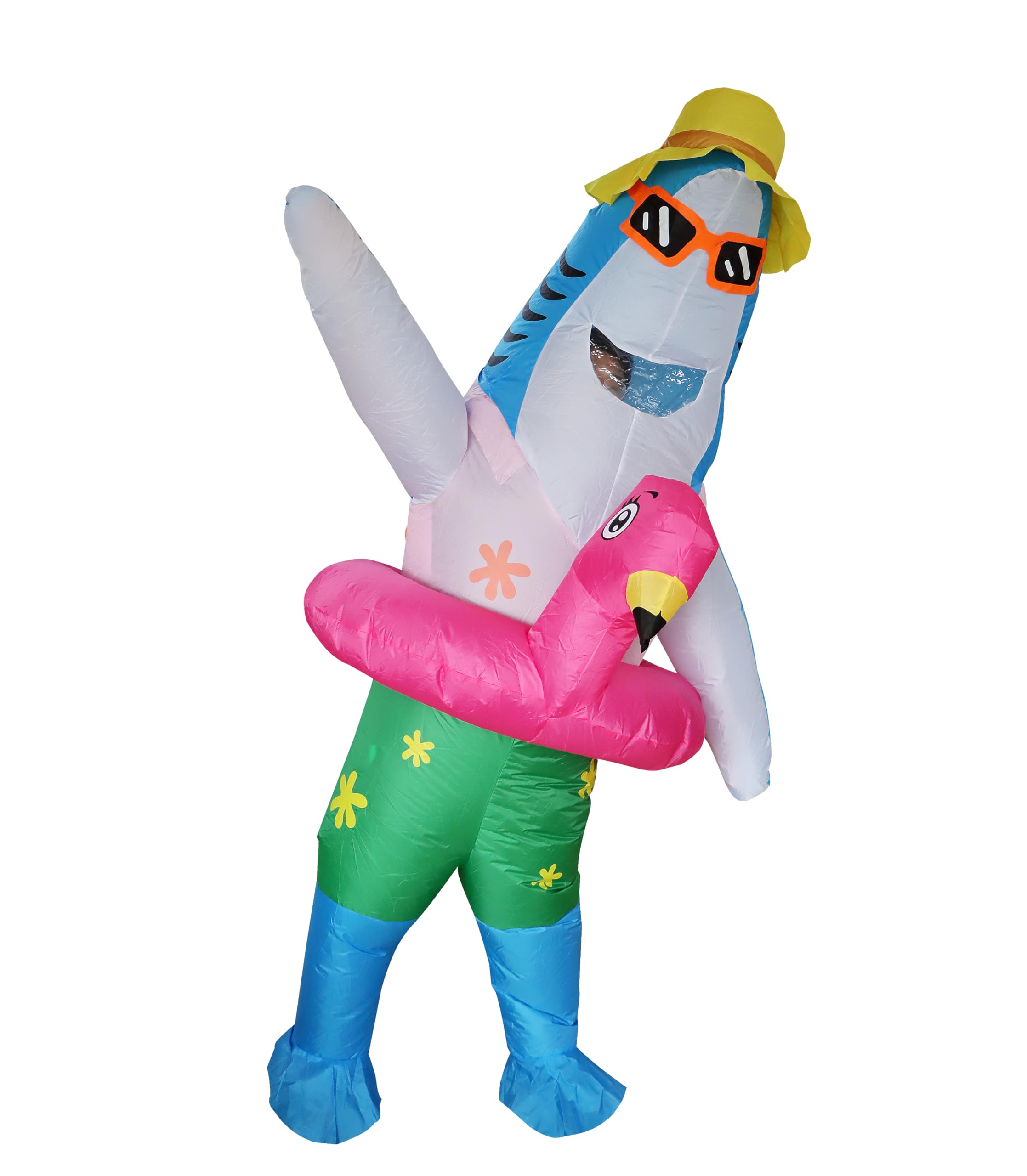 FXICH Inflatable Shark Costume Adult - Halloween Party Cosplay Fancy Dress inflatable shark costume PRO, Inflatable Animal Costume One-Piece Jumpsuit 150-190cm (Blue & Pink)