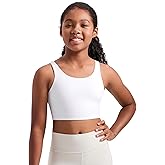 CRZ YOGA Girls Butterluxe Longline Sports Bra - Yoga Athletic Casual Tops Scoop Neck U Back Padded Kids Teen