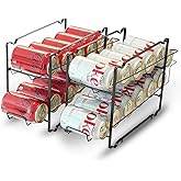 DINEST 2-Pack Stackable Soda Can Organizer - Rust Resistant Rack Dispenser for 24 Cans - Easy Assembly, Great Storage for Refrigerator, Pantry, and Cabinets in Sleek Black Design