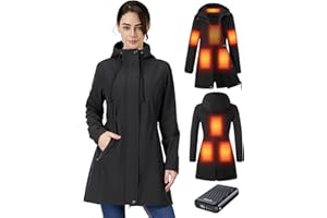 GOTOBI Graphene Heated Jackets for Women with 12V 18400mAh Battery Pack, Hood Fleece Lined Windproof Waterproof Coat