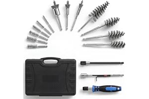 SQFOR 17 PCS Fuel Injector Cleaner Kit, Bore Brush, Stainless Steel Injector Bore Cleaning Kit, Seat and Shaft Cleaning Set, 