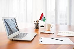 Hungary Hungarian Small Mini Desk Flag Set