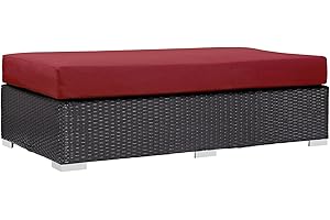 Modway EEI-1847-EXP-RED Convene Patio Fabric Rectangle Ottoman Outdoor Furniture, Espresso Red