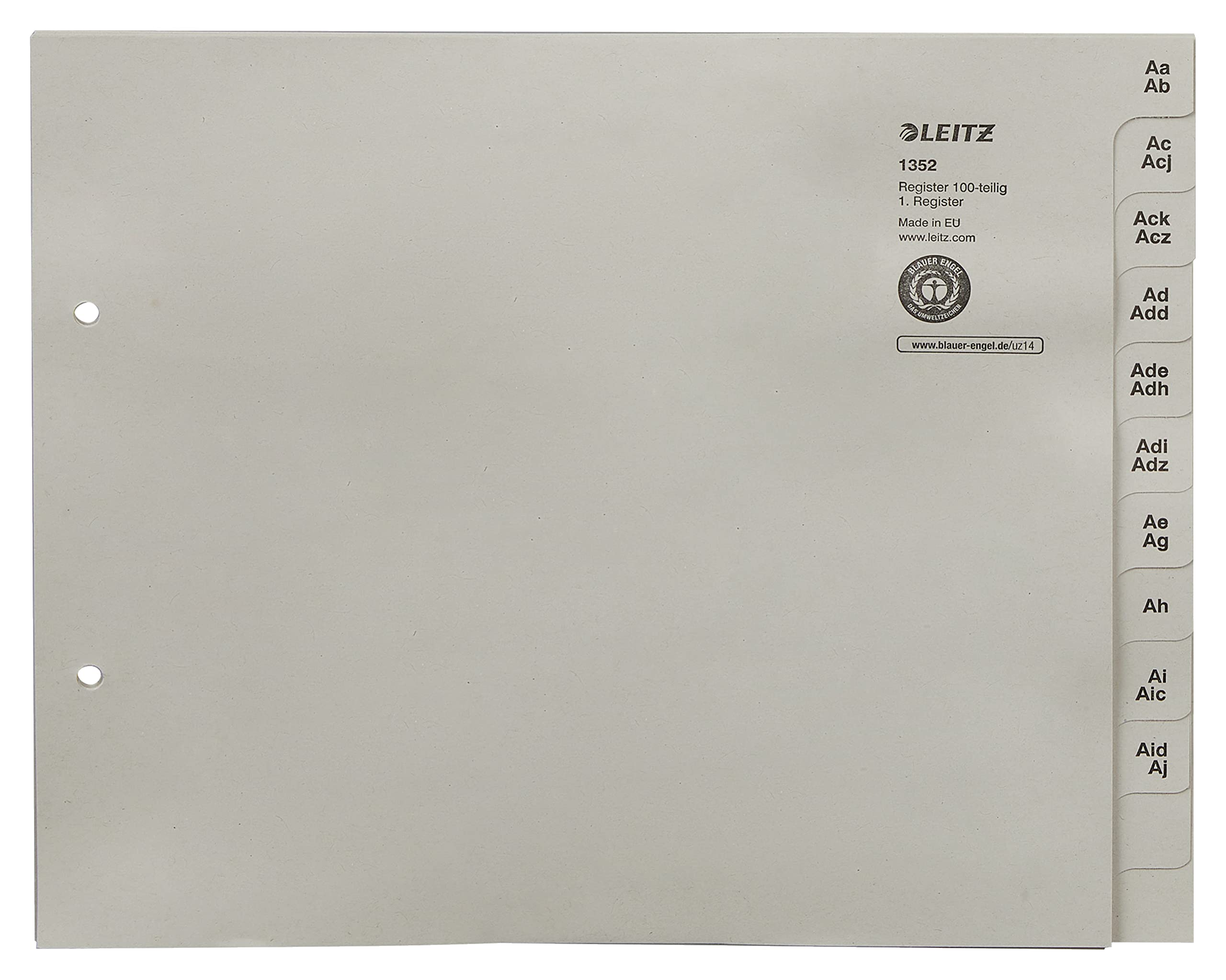 Leitz 13520085 Index Divider Series A - Z A4 Paper for 100 Folders Grey