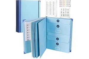 RUILEECCL Important Document Organizer Personal Binder Organizer with Labels Accordion File Stylish Binder for Storing Important Papers, Certificates, Passports, Photos, and Letters(Bule)