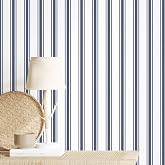Sevalo Blue Striped Wallpaper Self-Adhesive Wall Decor Modern 17.3&rdquo;&times;78.7&rdquo; | Blue and White Striped Contact Paper Cabinets Removable Wallpaper Peel and Stick Modern Bedroom Bathroom Accent Easy Install