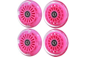 WHEELGOO Wiggle Car Polyurethane Replacement Wheels Set (Front,2P Light Up), Swing Car Tires Pack (Rear,2P Narrower) Upgrade for Ride-on Toys (Pink)