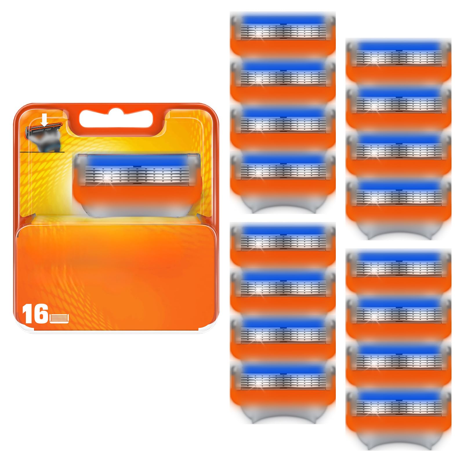 Photo 1 of 16 Count Razor Blade Shaving Razor Blade Refills for Fusion 5, a More Comfortable Shave, Orange New Version
