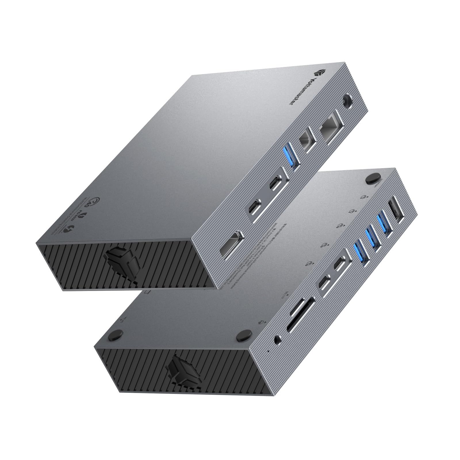 Yottamaster 40Gbps USB 4 Dock Compatible with Thunderbolt 3/4, 15 in 1 USB C Docking Station Dual Monitor for Laptop, DisplayPort, 60W PD Charging, S/PDIF, Audio, 6 USB, Gigabit Ethernet, SD/TF -Gray