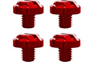 AVERZELLA 4pcs Motorcycle Red Mirror Hole Plugs 2 Regular+2 Reverse M8x1.25 (Red, M8>2 regular + 2 reverse)