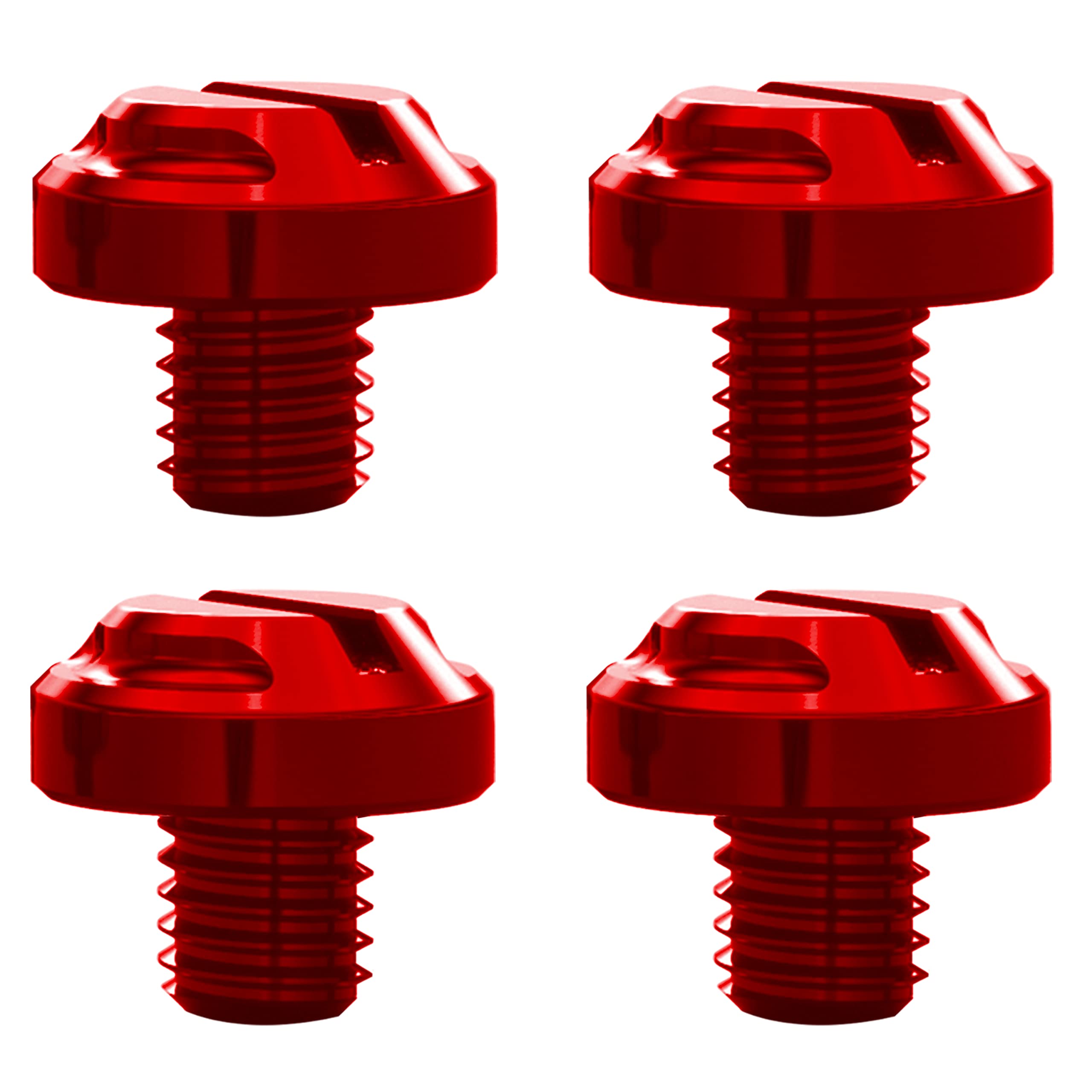 Photo 1 of AVERZELLA 4pcs Motorcycle Red Mirror Hole Plugs 2 Regular+2 Reverse M8x1.25 (Red, M8>2 regular + 2 reverse)