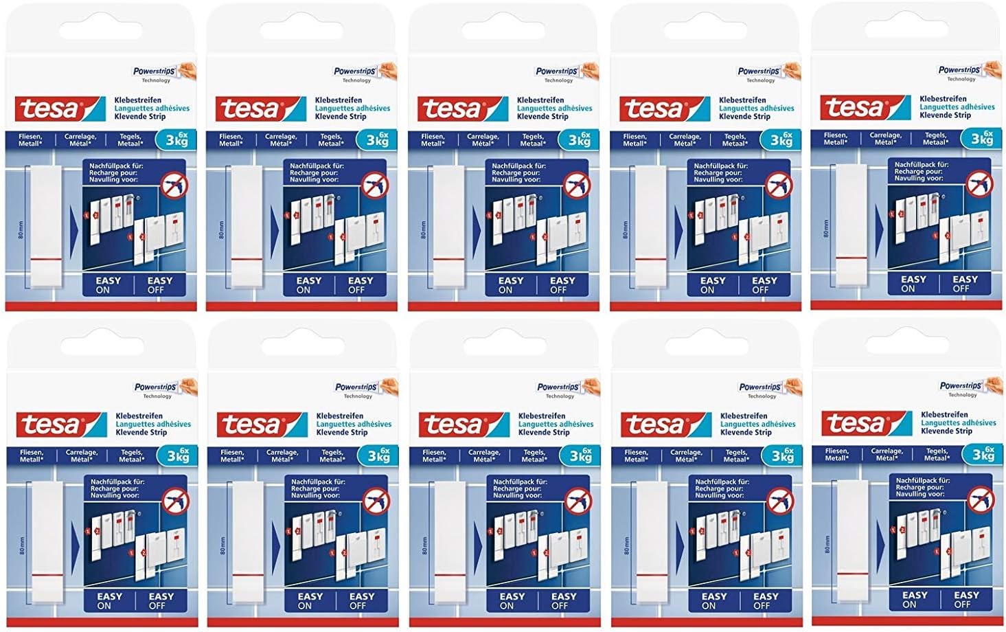 tesa Klebestreifen zum Befestigen auf Fliesen und Metall, 3 kg ...