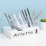 Uquelic 5-Compartment Clear Acrylic Pen Organizer Desktop Tidy view 5
