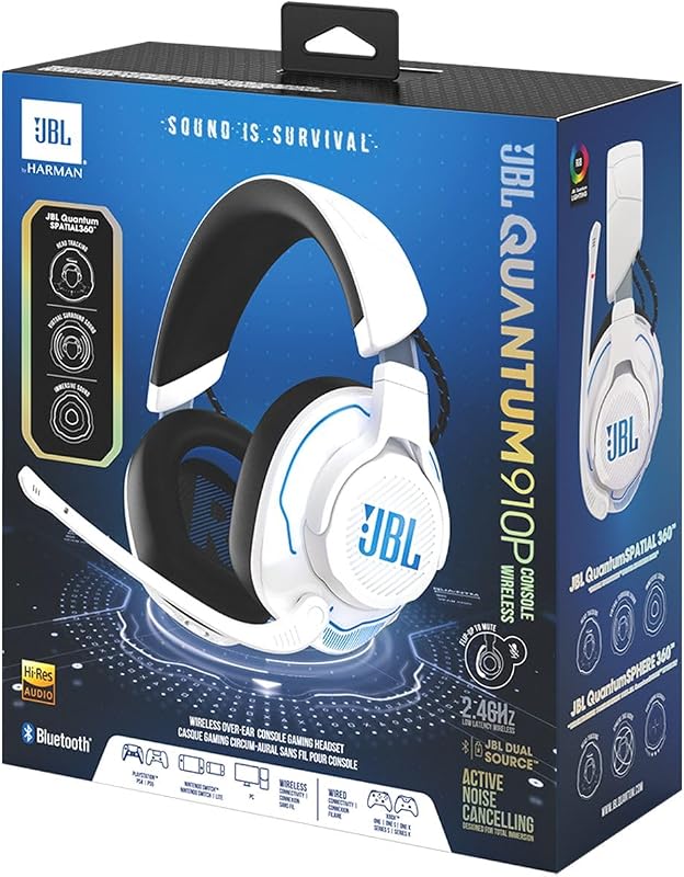 Quantum 910P, Cuffie Wireless Gaming Over Ear per Playstation, Bianco
