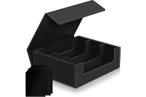 KITOYZ Card Deck Case for Trading Cards，Card Storage Box Holds 1800+ Single Sleeved Cards,PU Leather Magnetic Closure Commander Card Boxes Magic Card Holders Fit for Game Cards and Sport Cards (Black&Black)