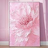 Pink Peonies Floral Canvas Wall Art for Bedroom Pink and White Abstract Pictures Flower Texture Painting Peony Flower Canvas Pictures Texture Floral Art Prints Modern Abstract Artwork 16x24in No Frame