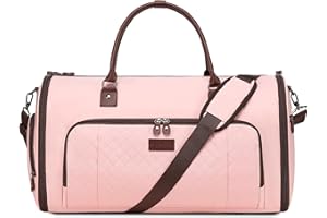 VESSGRA Convertible Garment Bags for Travel, Carry On Garment Duffle Bags for Women, Garment Bag with Shoes Compartment, 2 in 1 Travel Suit Bag with Detachable Shoulder Strap-Pink