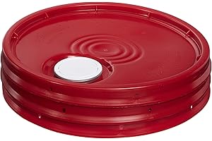 Hudson Exchange Lid with Spout and Gasket for 3.5, 5, 6, and 7 gal Buckets, HDPE, Red, 3 Pack