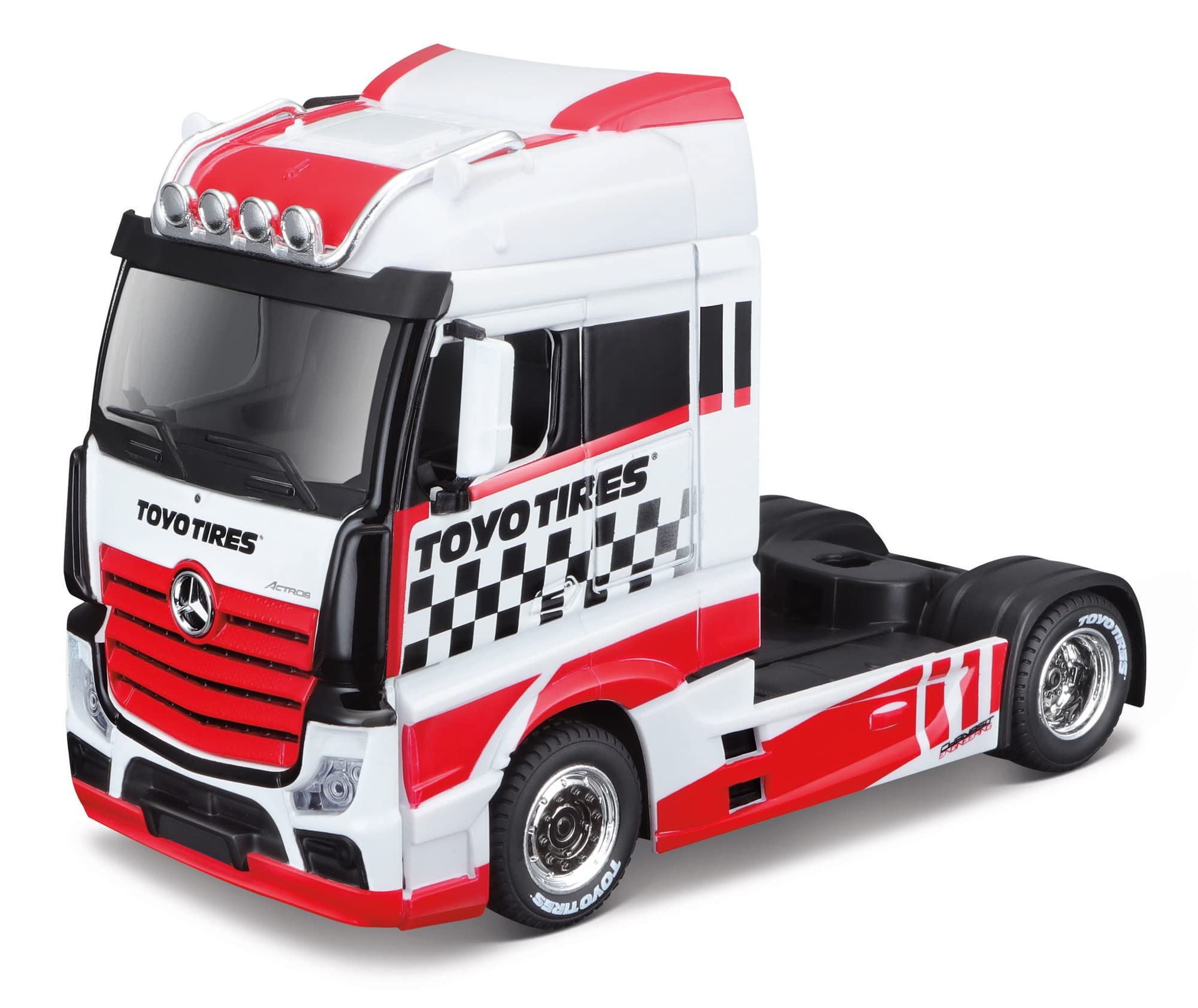 Bburago STREET FIRE HAULERS CUSTOM CABS Die-Cast Truck - MB ACTROS GIGASPACE - 1:43 Scale - Collectible Toy, Assorted Designs and Colours
