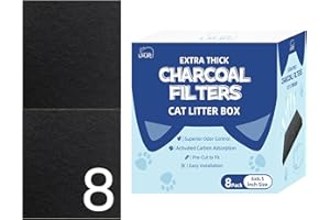 LMJP 8 Pack Replacement Litter Box Filter Extra Thick 0.6" Activated Charcoal Hooded Cat Litter Boxes and Pans (6 Inch x 6.5 Inch)