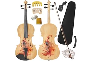 OYUMOENTS Beginner Violin 4/4 Full Size, Violin 4/4 with Case & Rosin Padded Shoulder Rest, Wood Fiddle with Mute & Electronic Tuner, Bridge & Extra Strings, Ready to Play for Teens & Adult, Painted 2