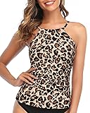 Tempt Me Women Leopard Tankini High Neck Bathing