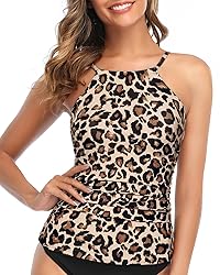 Tempt Me Women Leopard Tankini High Neck Bathing