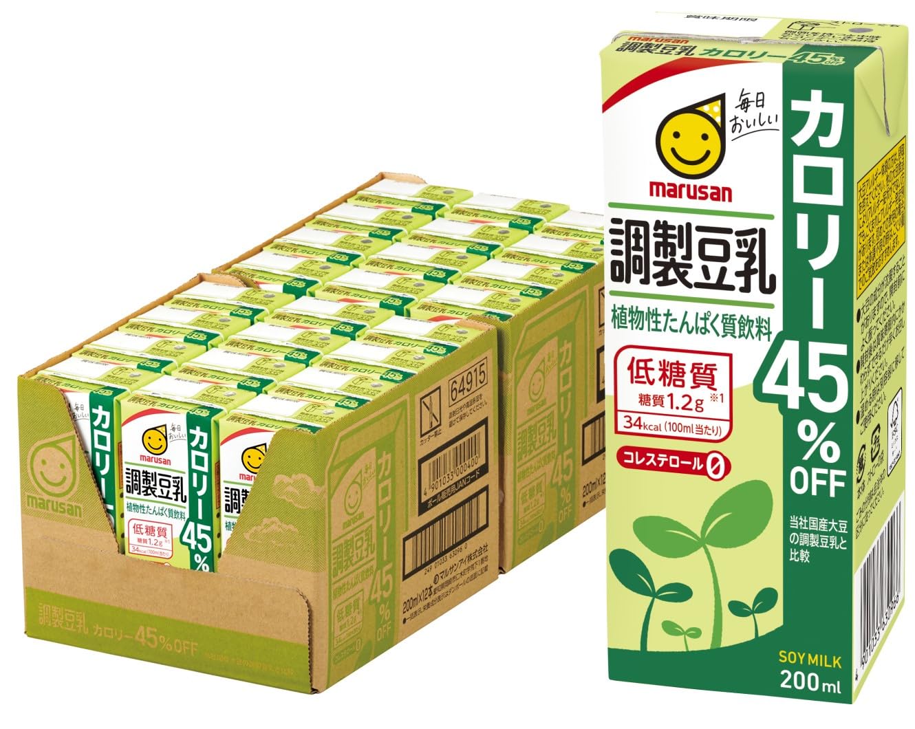 マルサン 調製豆乳 カロリー45%オフ 200ml×24本商品画像