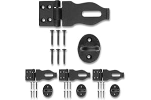 RENOVATORS SUPPLY MANUFACTURING Renovators Supply Black Wrought Iron Hasp Door Latch - Heavy Duty Security Padlock Hasp - Ideal for Doors and Gates - Door Lock for Safety - 4 Inches - Pack of 4