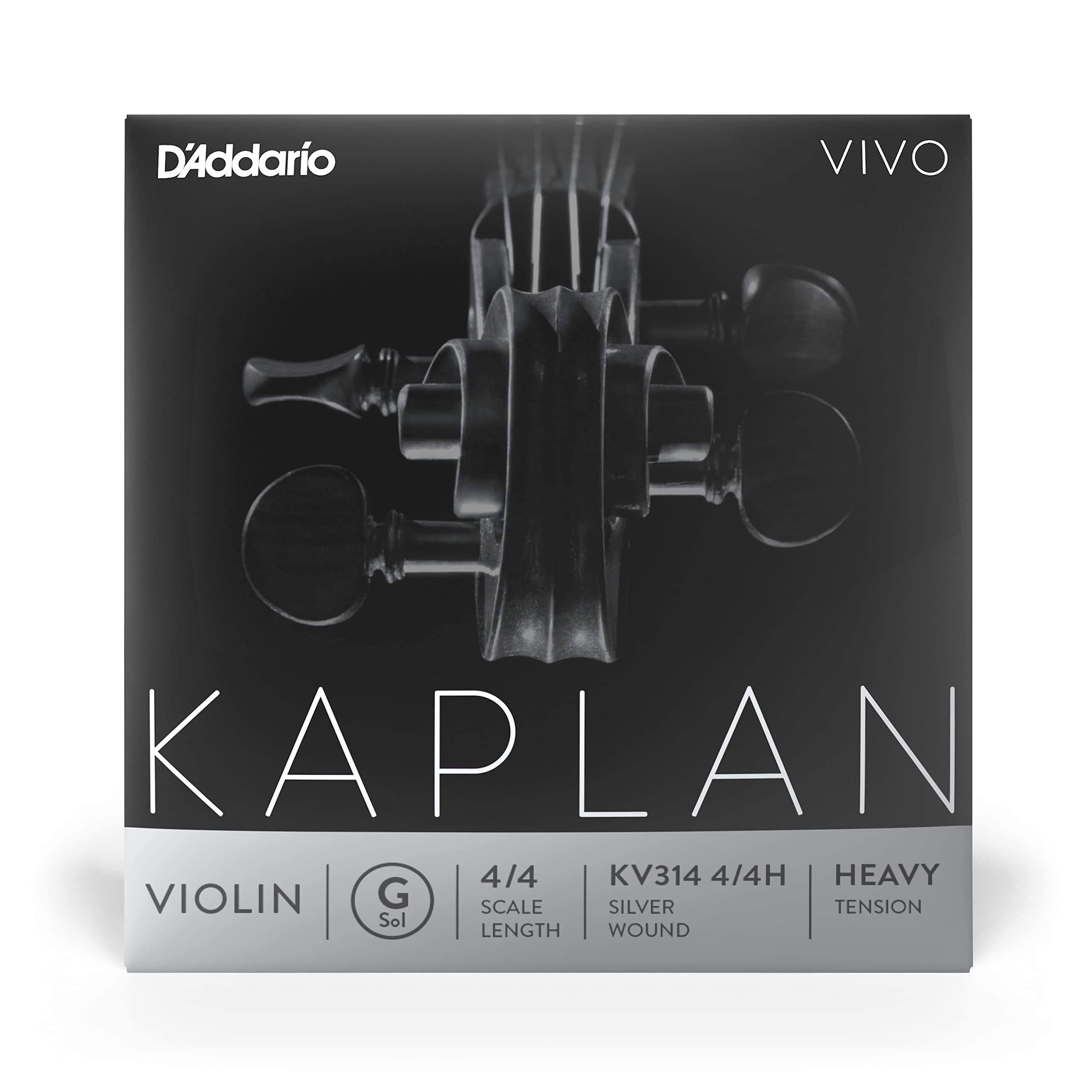 D'Addario Kaplan Vivo Violin String - Single G String - KV314 4/4H - Violin Strings - 4/4 Scale, Heavy Tension