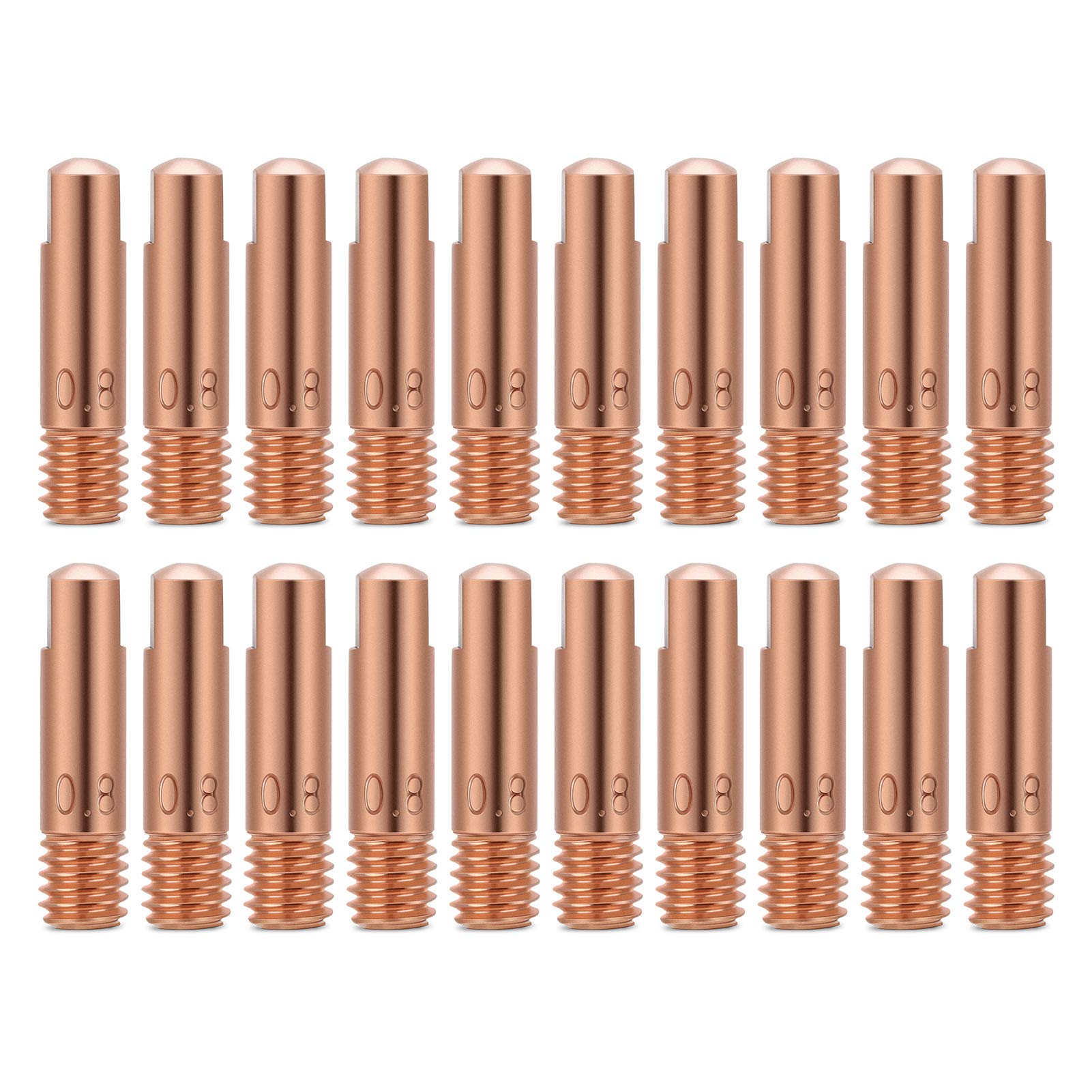 Welding Contact Tips, 20Pcs Copper Contact Tip for 15AK MIG/MAG Welding Torch Consumables (0.8)