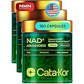 Cata-Kor Liposomal NAD Supplement with Resveratrol – NMN Supplement Alternative – 90-Day Supply – Third-Party Tested – 180 Capsules – Advanced NAD+ Resveratrol - Pack of 3