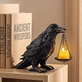 Gothic Crow Lamp with Tealight Candle Holder Resin Raven Decor Statue Gothic Home Decor for Bedroom Unique Goth Gifts Black