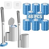 Ucaimao 2 Pack Disposable Toilet Brush and Holder Set,Extended Handle with 48 Cleaner Refills Toilet Brush for Toilet Bowl Cleaners,Bathroom Cleaning, Bathtub - Blue (Ocean Fresh Scent)