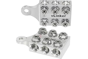 Battery Terminal Connectors,12-Way Post Terminal Distribution Block Bus Bar, 8AWG up to 4/0(XL) AWG Gauge, for Lithium or AGM
