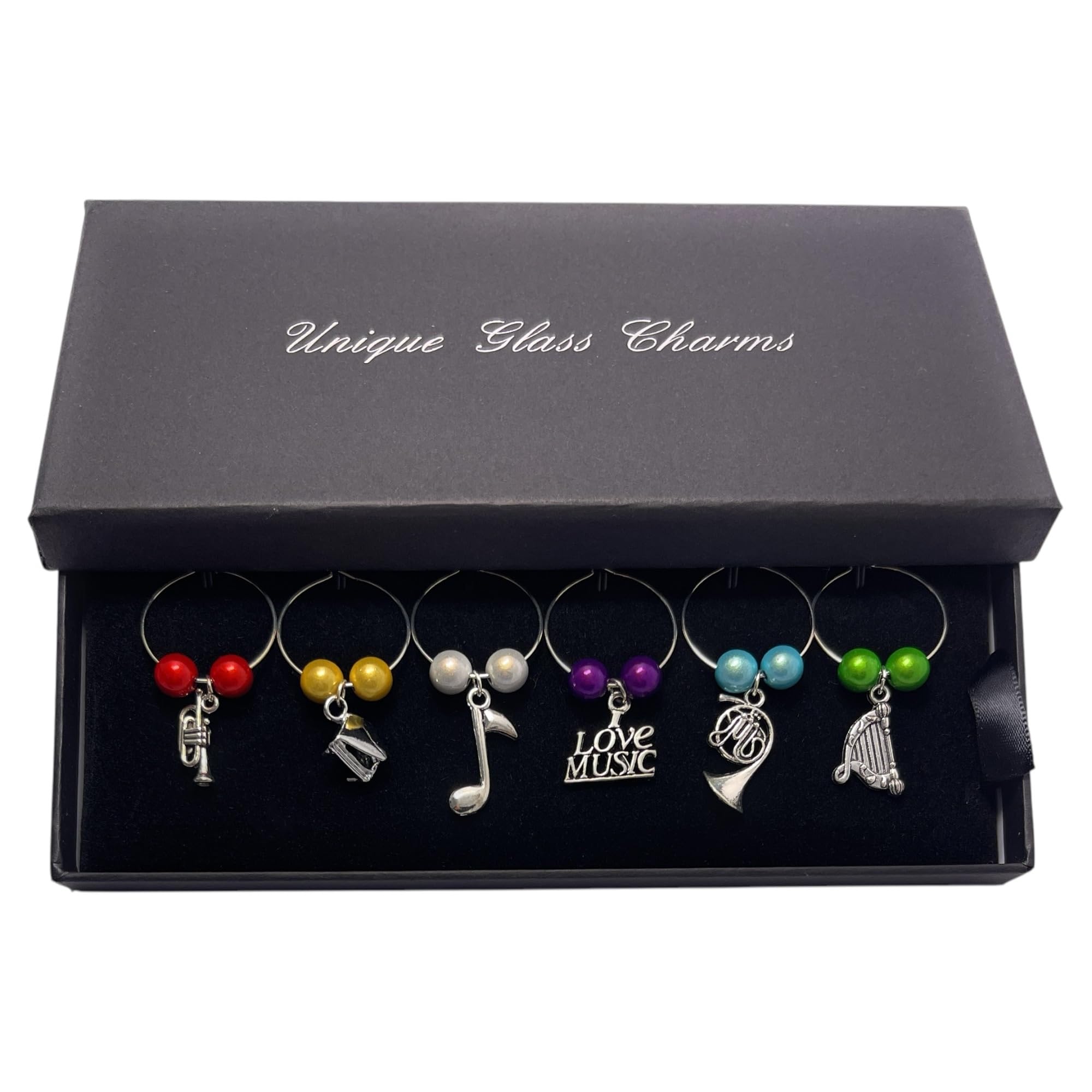 Libby's Market Place Musical Wine Glass Charms with Gift Box