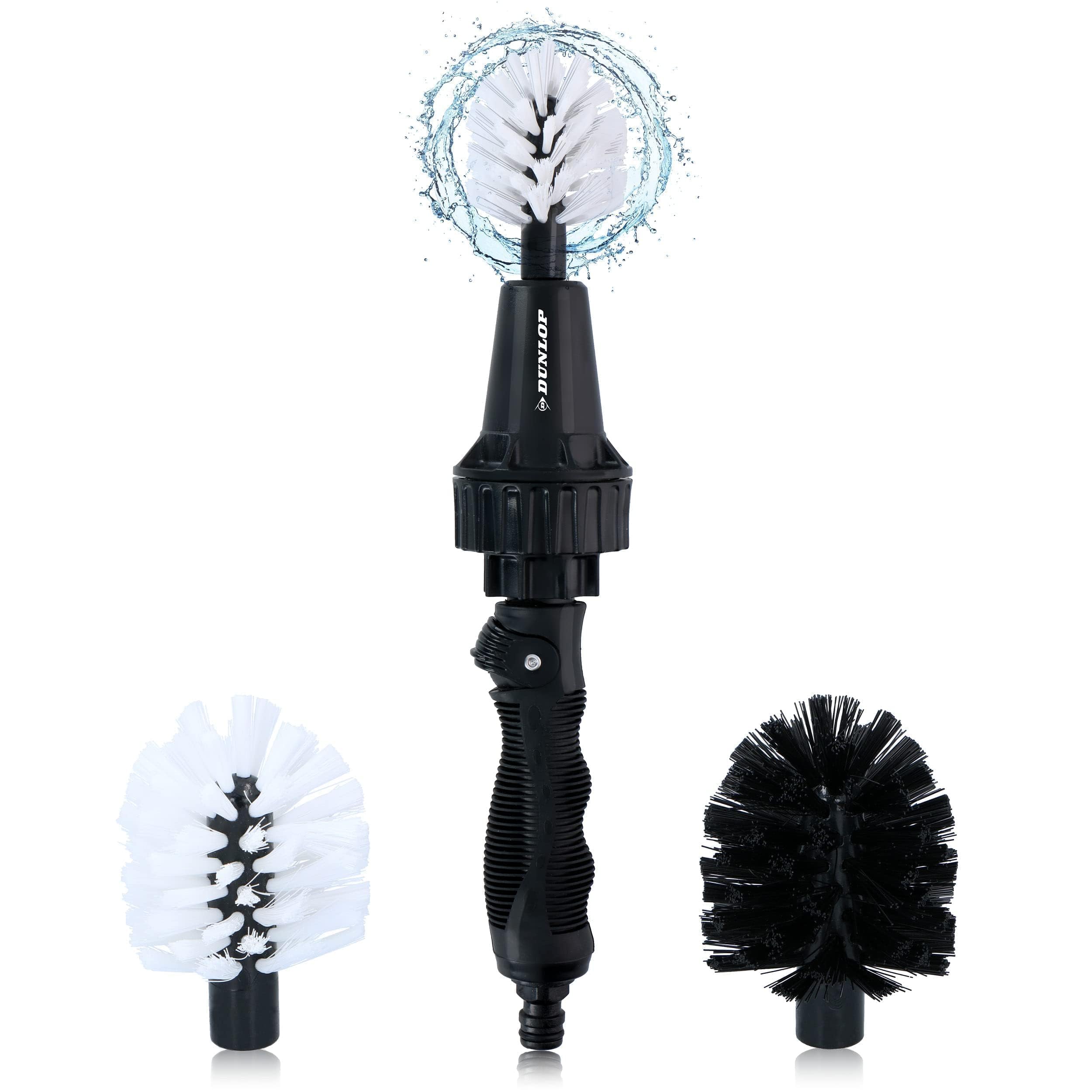 Dunlop Cleaning Brush - Rim Brush - with Hose Connection 3/4 Inch - Rotating - Flow Regulator - 2 Brushes