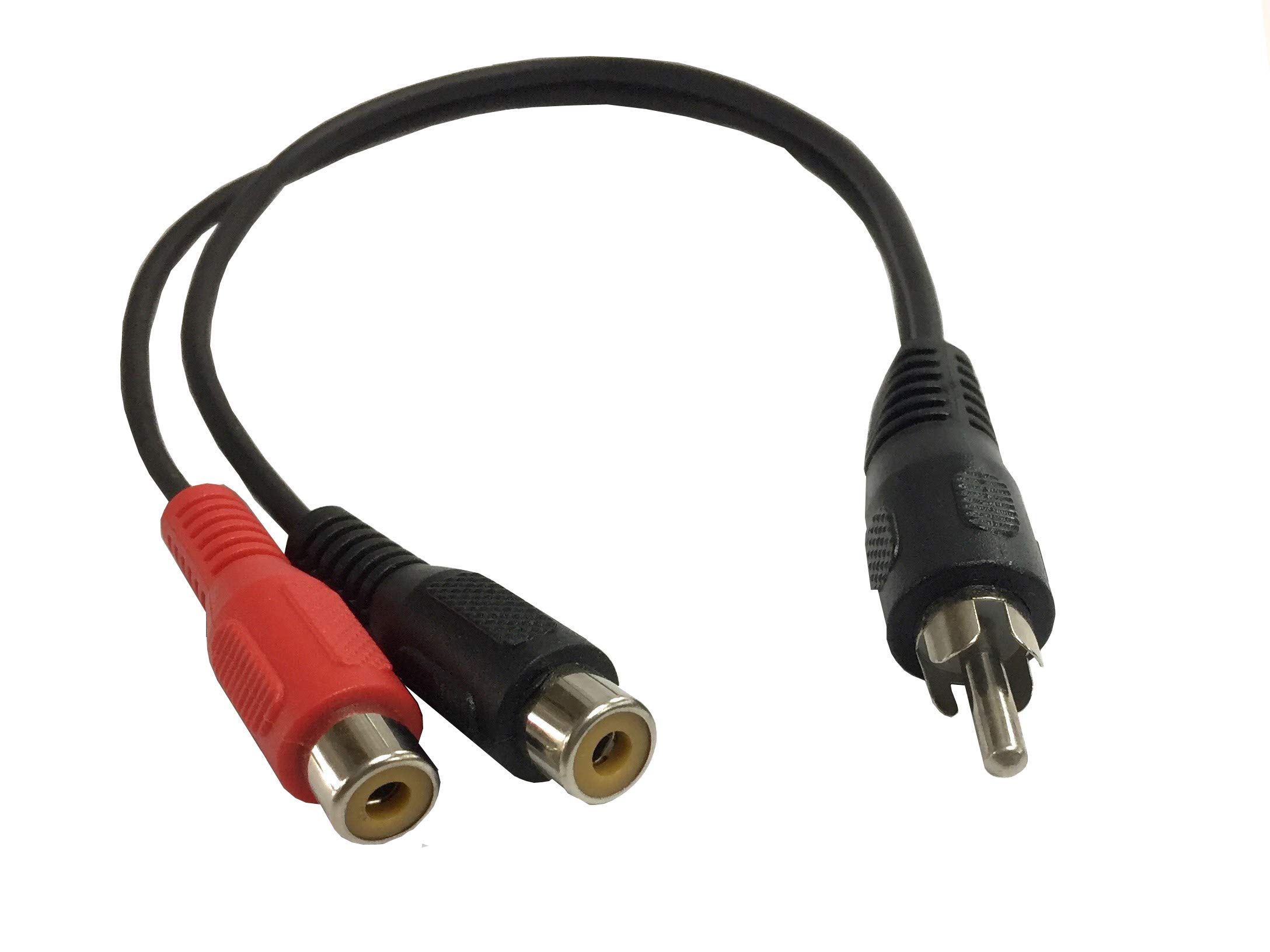 electrosmart 1 RCA Phono Male Plug to 2 RCA Phono Female Sockets Y Splitter 0.2m / 20cm Cable