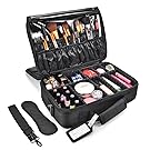 MelodySusie Makeup train case – 3 Layers Waterproof Travel Makeup Bag Cosmetic Organizer Kit Artist Storage Case Brush Holder with Adjustable Divider