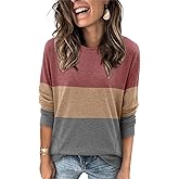 Magritta Women's Long Sleeve Leopard Color Block Tunic Comfy Crewneck T Shirt Tops Black XL