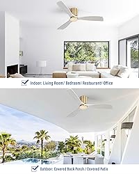 Sofucor 52" Low Profile Ceiling Fan, Flush Mount