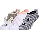 Boyiee 3 Pairs Womens Fuzzy Socks Christmas Animal Warm Slipper Socks Fuzzy for Winter Home Sleeping Cute Soft Socks