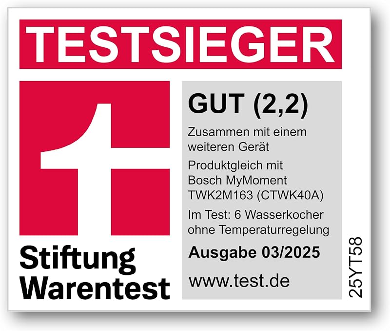 kabelloser Wasserkocher MyMoment TWK2M161, Abschaltautomatik, Überhitzungsschutz, Tassenanzeige, entnehmbarer Kalkfilter, Trockengehschutz, Dampfstopp-Automatik, 1,7 L, 2400 W, Weiß matt